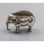 An Edwardian novelty silver pin cushion, modelled as an elephant, Saunders & Shepherd, Birmingham,