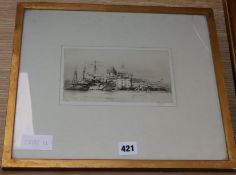 William Walcot, etching, 'Views to St. Marks, Venice', 12 x 20cm