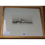 William Walcot, etching, 'Views to St. Marks, Venice', 12 x 20cm