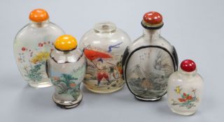 A collection of five Chinese scent bottles
