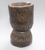 A North African wooden mortar height 37cm