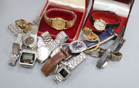 A collection of assorted mainly gentleman's wrist watches, including Seiko, Rado and Rotary.