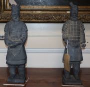 A pair of Chinese terracotta warriors tallest 45cm