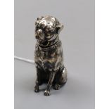 A sterling novelty seated dog pepperette, 72mm.