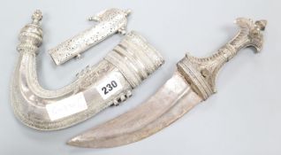 A 19th century silver jambiya silver and a similar handle