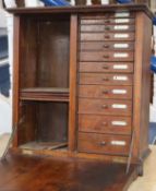 A late Victorian fall front office cabinet W.59cm H.61cm