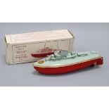 A Sutcliffe Fury clockwork torpedo boat, boxed