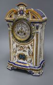 A Gien faience mantel clock, c.1900 height 39cm