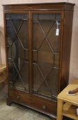 An Edwardian boxwood strung mahogany bookcase W.90cm