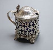 A Victorian pierced silver octagonal mustard, Thomas & Frederick Francis, London, 1857, height