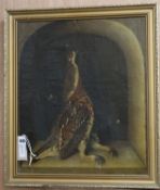 Continental School (19th century), oil on canvas, still life of a dead partridge, indistinctly