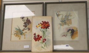 Annie Ayrton, three watercolours, Still life studies, 29 x 23cm