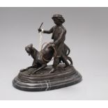 A bronze of a boy and dog, signed Barrie height 18cm