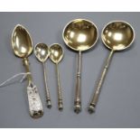 A Russian 84 zlotnik silver gilt and niello spoon, assay master probably Andrei Koralsky, 1842, L