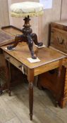 An early Victorian mahogany side table together with a Victorian tripod piano stool Table width