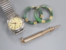 A Sampson Morden and Co yellow metal overlaid propelling pencil, an Olma automatic watch and pair of