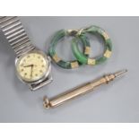 A Sampson Morden and Co yellow metal overlaid propelling pencil, an Olma automatic watch and pair of