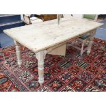 A Victorian pine kitchen table L.180cm