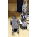 Two Benin style bronze figures