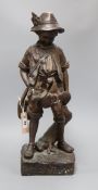 A 20th century bronze of a boy hunter, signed height 52cm