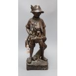 A 20th century bronze of a boy hunter, signed height 52cm