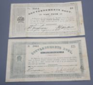 Anglo-Boer war: Two Gouvernements Noot Vijf pond Z.A.R. five pound notes No. 2061 and No. 2008A (