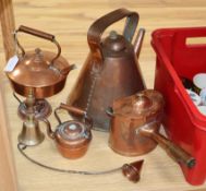 A group of copperware