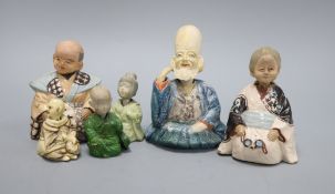 Six Japanese nodding head figures