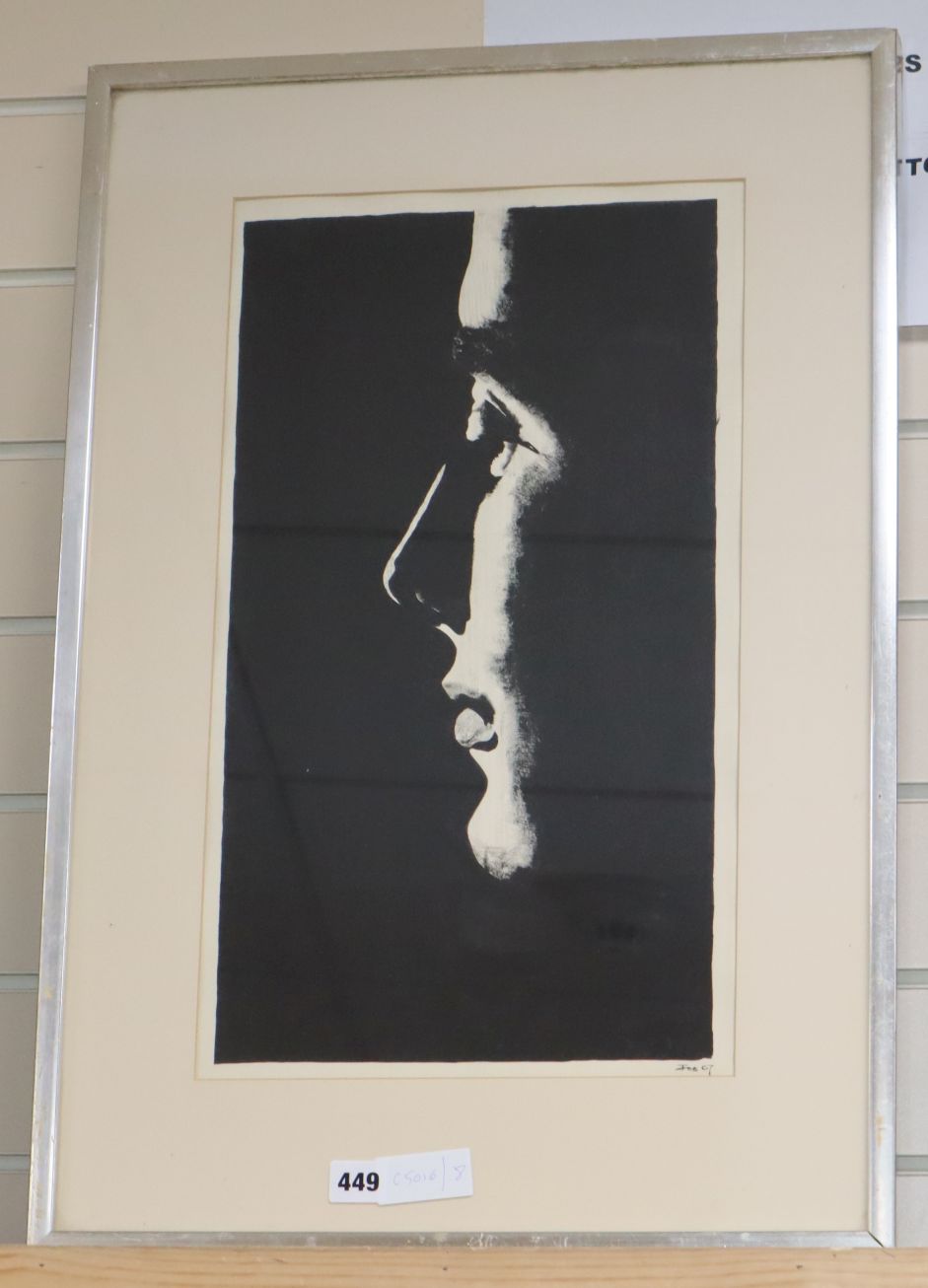 Joe 67, lithograph, Face in profile, 49 x 28cm