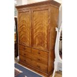 A Victorian satinbirch linen press W.132cm