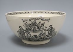 An Adams creamware 'Ship Caroline' bowl diameter 25cm