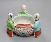 A 19th century Chinese sancai enamelled porcelain figural censer height 6cm
