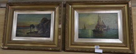 E.L. Watt, pair of oils on canvas, Coastal landscapes, signed, 19 x 29cm