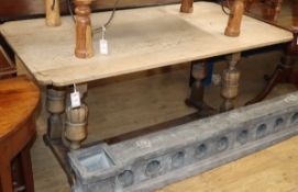 A bleached oak rectangular refectory table L.150cm