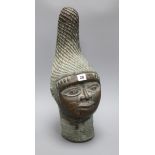 A large Benin style bronze head height 50cm