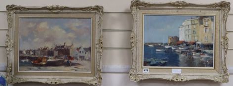 Phyllis Morgans, pair of oils on canvas, 'Anstruther, Fife' and 'St. Tropez', signed, 30 x 40cm