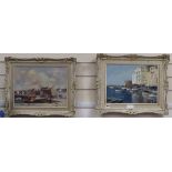 Phyllis Morgans, pair of oils on canvas, 'Anstruther, Fife' and 'St. Tropez', signed, 30 x 40cm