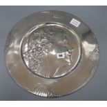 An AK & Cie Art Nouveau pewter Bacchante dish diameter 40cm