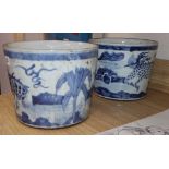 A pair of Chinese blue and white 'qilin' ice pails height 20cm