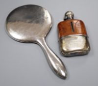 A George V silver and leather mounted glass hip flask, Mappin & Webb, Sheffield, 1921 and a silver