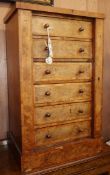 A Victorian banded walnut miniature Wellington chest H.64cm