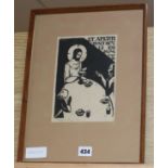 Joan Collette, woodblock in black, Christ taking communion, signed and dated 1924, 21 x 15cm