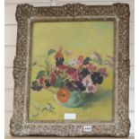 G.D. Watton, oil on board, Still life of flowers in a vase, signed, 45 x 37cm