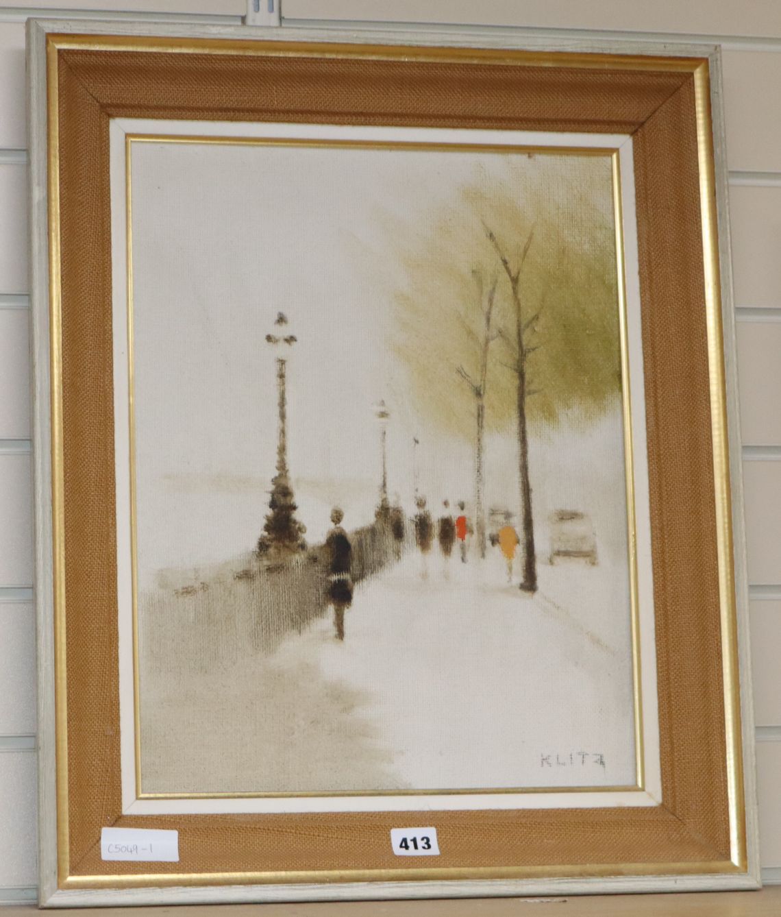 Anthony Klitz (1917-2000) oil on canvas, View along the Embankment, signed with artist stamp dated