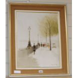 Anthony Klitz (1917-2000) oil on canvas, View along the Embankment, signed with artist stamp dated