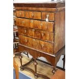 An 18th century walnut chest on stand (the latter probably later) W.97cm