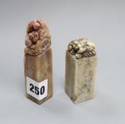 Two Chinese soapstone seals