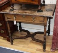 An 18th century oak side table W.87cm