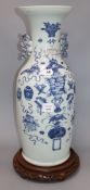 A large Chinese blue and white 'Hundred Antiques' vase, late 19th / early 20th century, with