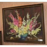 Helen Seddon (fl. c.1925-1955), watercolour, Gladioli in a vase, 53 x 75cm signed 21 x 29.5in.